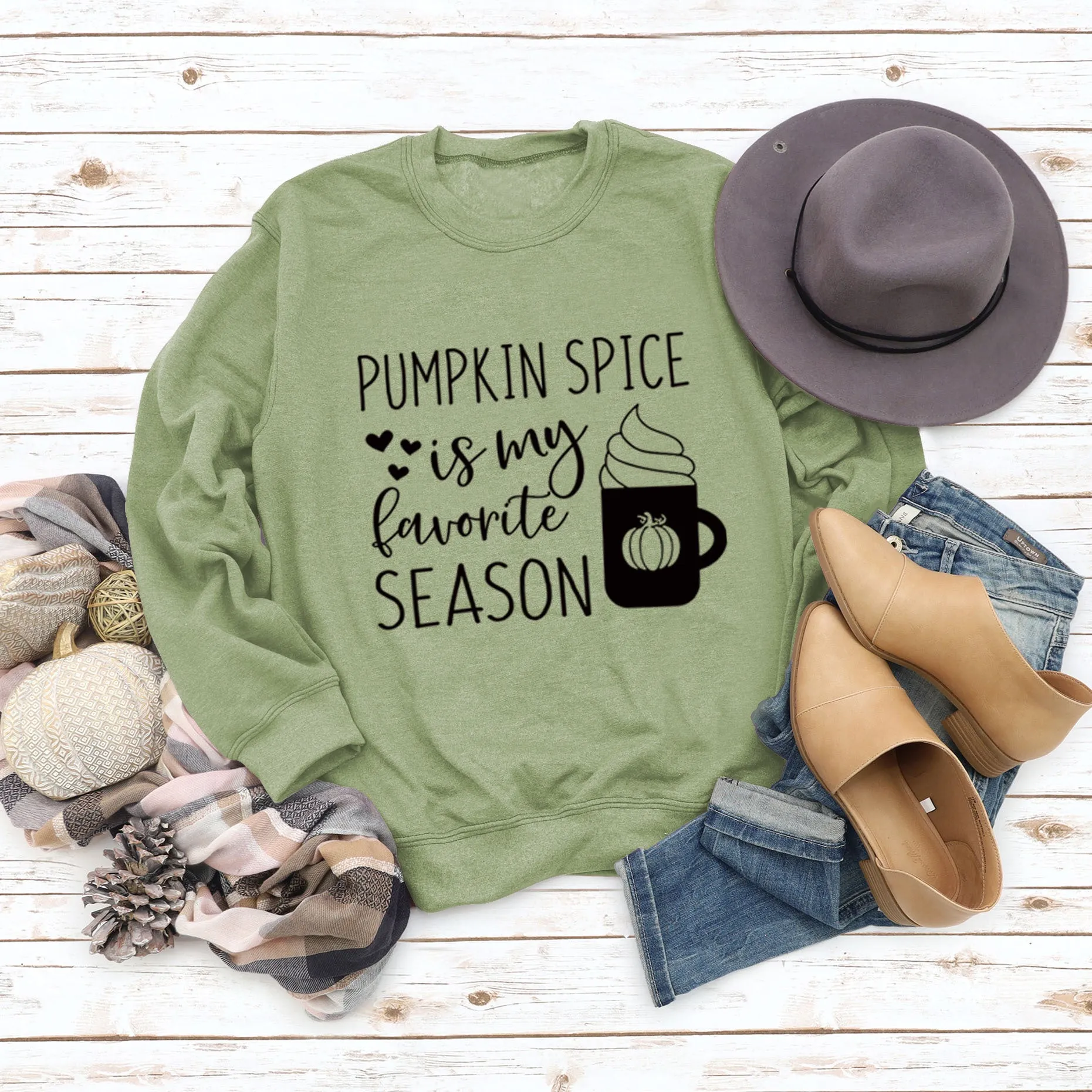 PUMPKIN SPICE IS MY LETTER LOVE PUMPKIN CREWNECK LONG SLEEVES PLUS SIZE SWEATSHIRT WOMAN