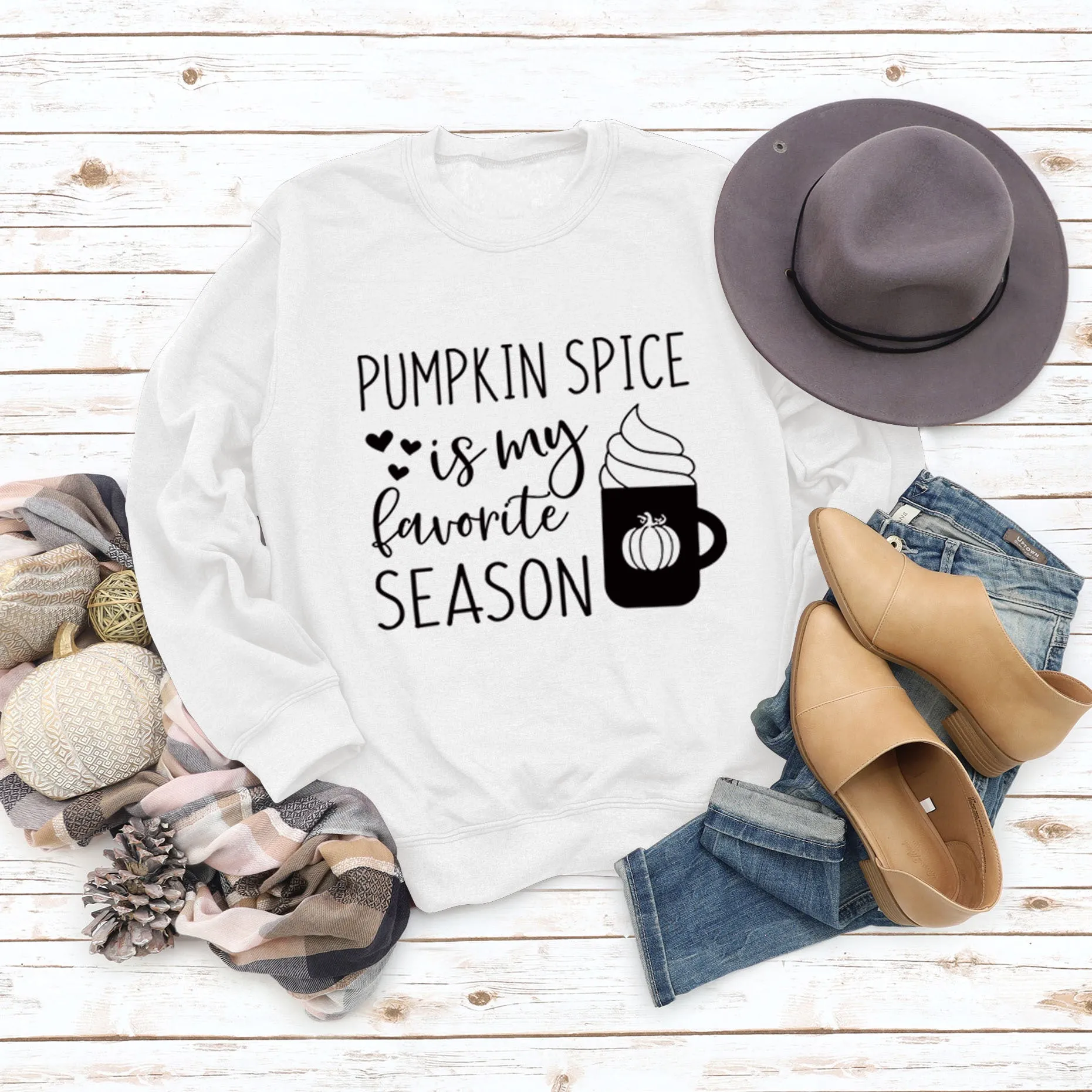 PUMPKIN SPICE IS MY LETTER LOVE PUMPKIN CREWNECK LONG SLEEVES PLUS SIZE SWEATSHIRT WOMAN