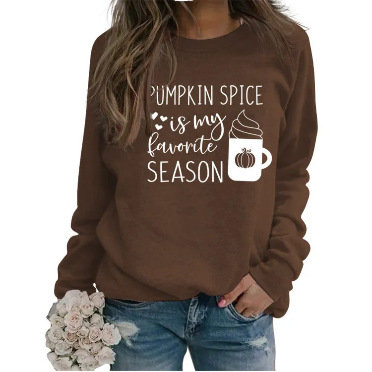 PUMPKIN SPICE IS MY LETTER LOVE PUMPKIN CREWNECK LONG SLEEVES PLUS SIZE SWEATSHIRT WOMAN