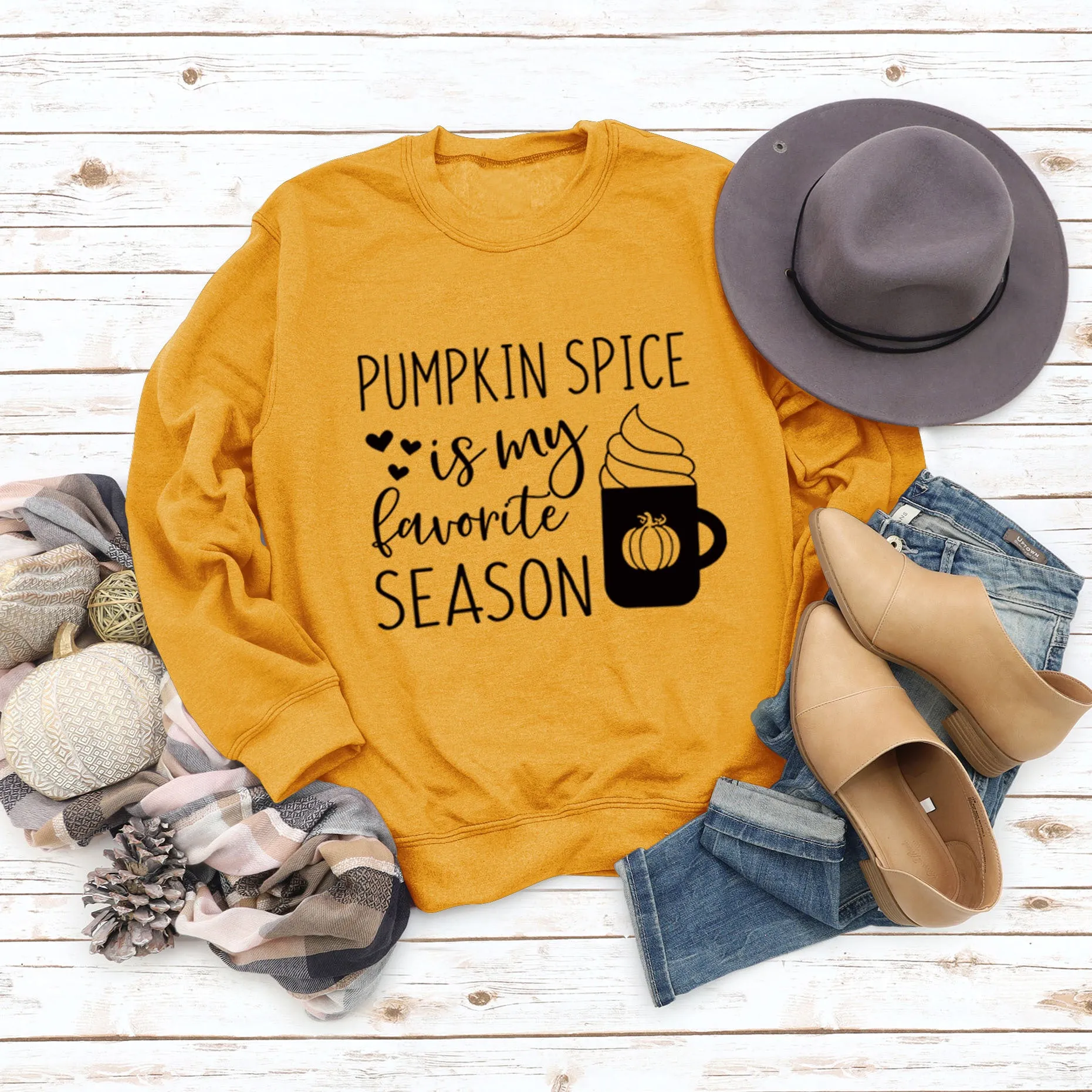 PUMPKIN SPICE IS MY LETTER LOVE PUMPKIN CREWNECK LONG SLEEVES PLUS SIZE SWEATSHIRT WOMAN