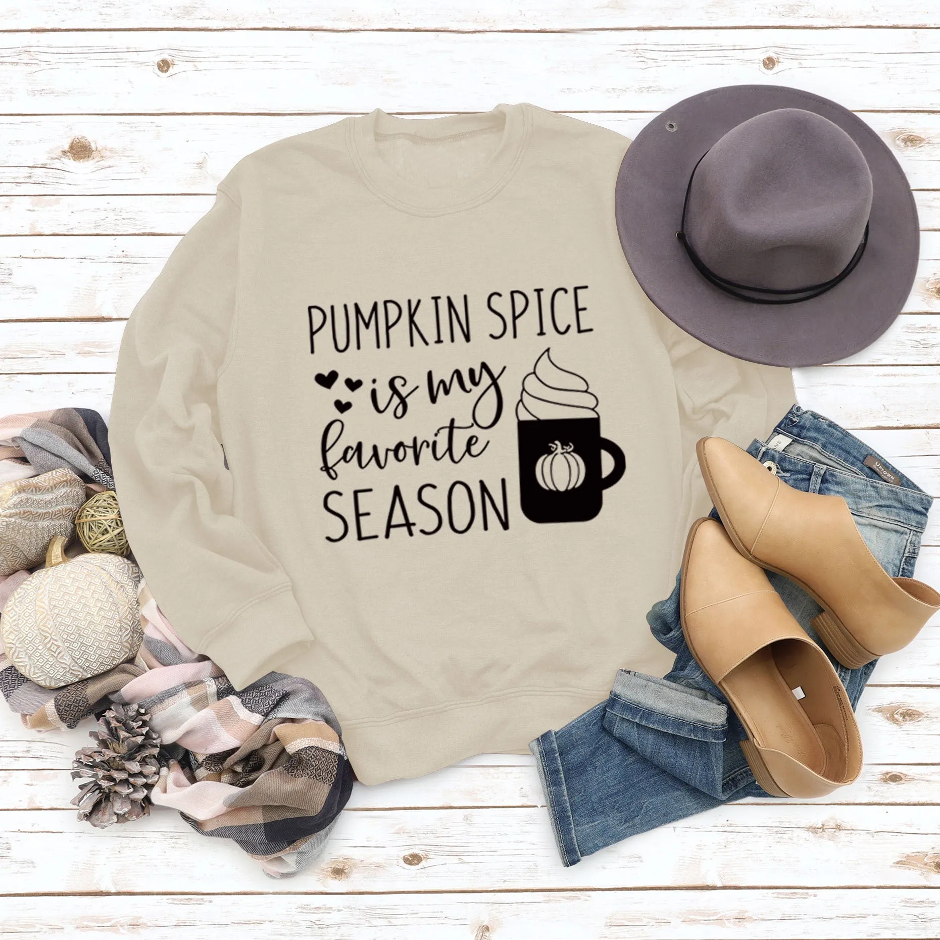 PUMPKIN SPICE IS MY LETTER LOVE PUMPKIN CREWNECK LONG SLEEVES PLUS SIZE SWEATSHIRT WOMAN