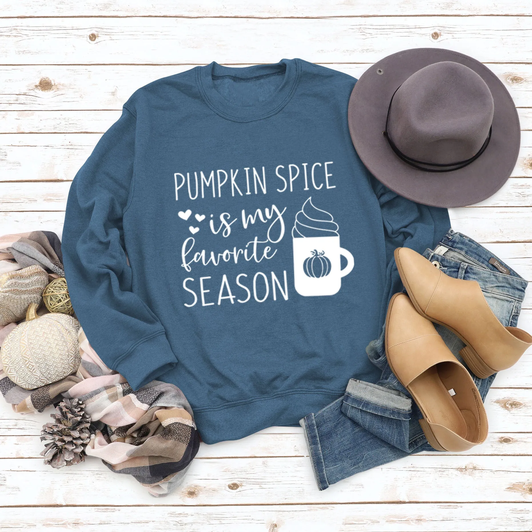 PUMPKIN SPICE IS MY LETTER LOVE PUMPKIN CREWNECK LONG SLEEVES PLUS SIZE SWEATSHIRT WOMAN