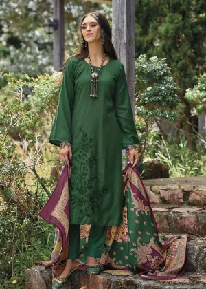 Pure Pashmina Unstitched Green Women Winter Suit Dress Materials