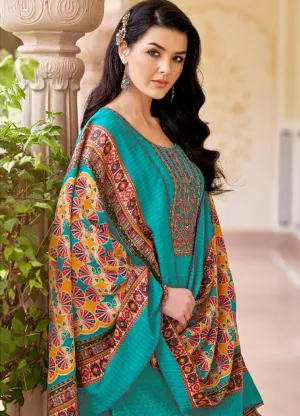 Pure Pashmina Unstitched Winter Suits With Printed Dupatta