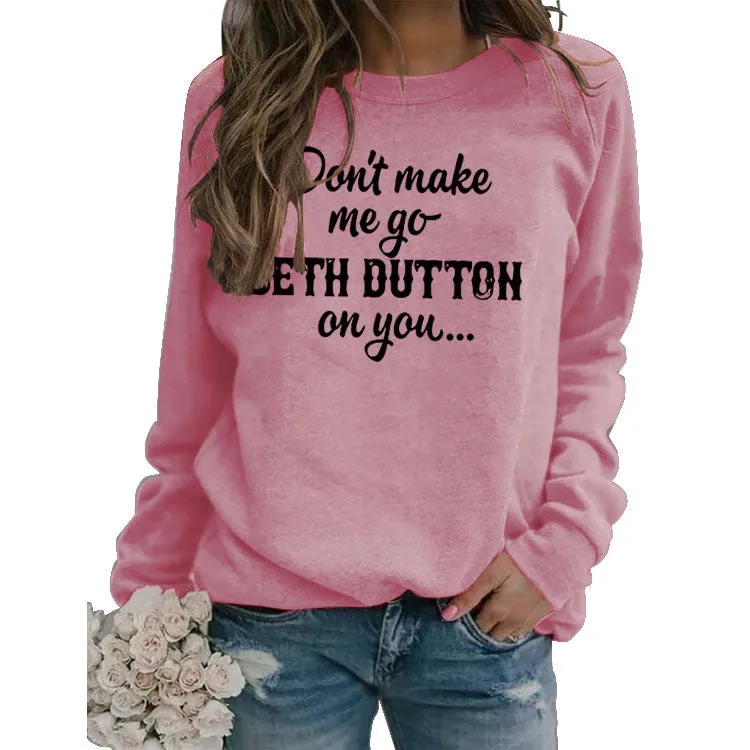 Round Neck Letter Women's Top Long Sleeve Don't Make Loose Sweater