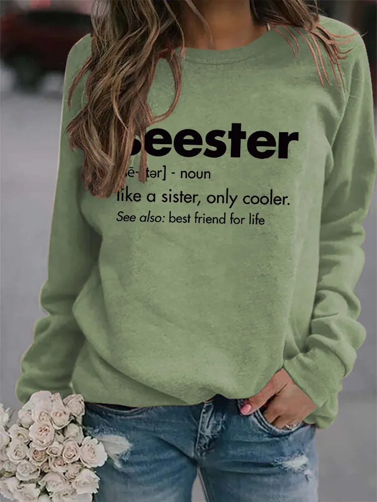 Round Neck Letter Women's Tops Long Sleeve Seester Se Loose Printed Sweatshirt