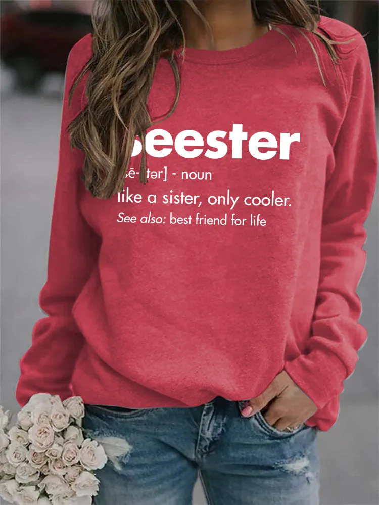 Round Neck Letter Women's Tops Long Sleeve Seester Se Loose Printed Sweatshirt