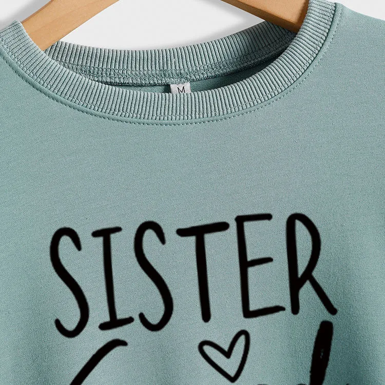 Sister Squad Love Bottom, Loose Crewneck, Long Sleeves, Large Size Sweatshirt Woman