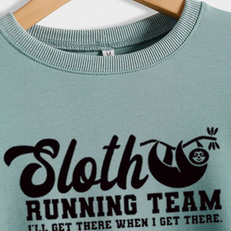 Sloth Running Team Letter Printed Casual Long Sleeve Bottomed Sweater (women)