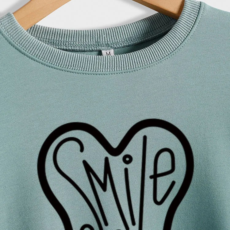 Smile Teeth Letters Autumn and Winter Bottoming Round Neck Long Sleeve Shirt Women's Sweater