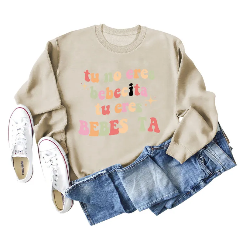 Tu No Eres Beta Letter Loose Long Sleeved Sweater