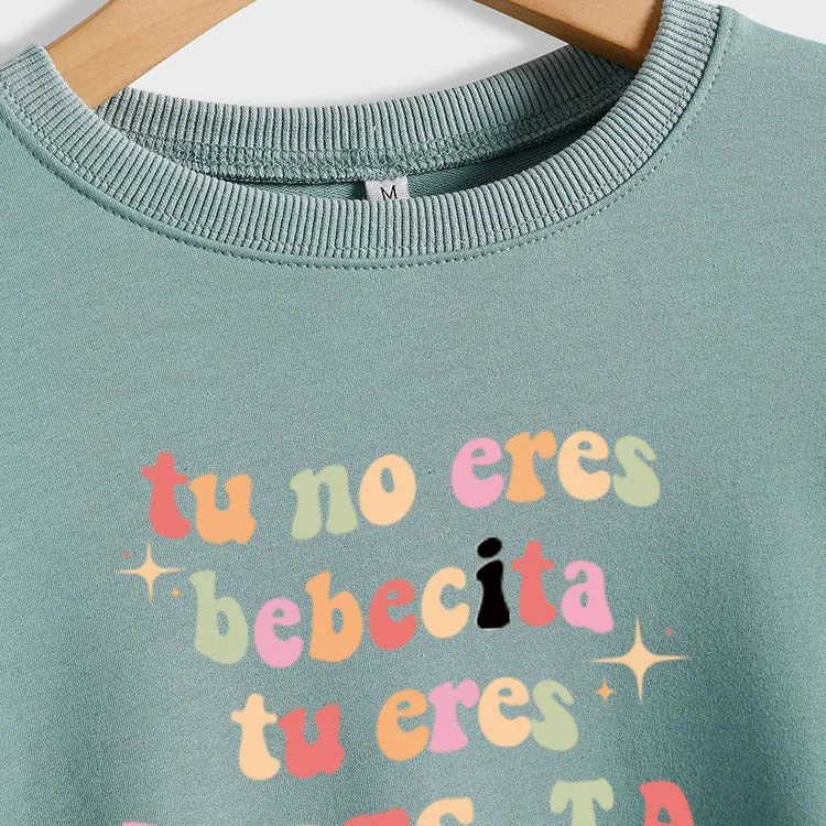 Tu No Eres Beta Letter Loose Long Sleeved Sweater