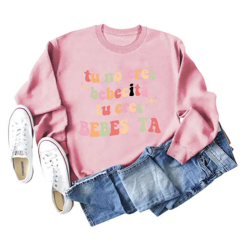 Tu No Eres Beta Letter Loose Long Sleeved Sweater