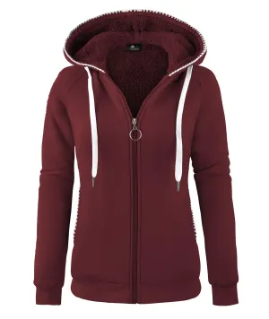 Women's Full Zipper Fleece Liner Sports Hoodie-ZPK005434