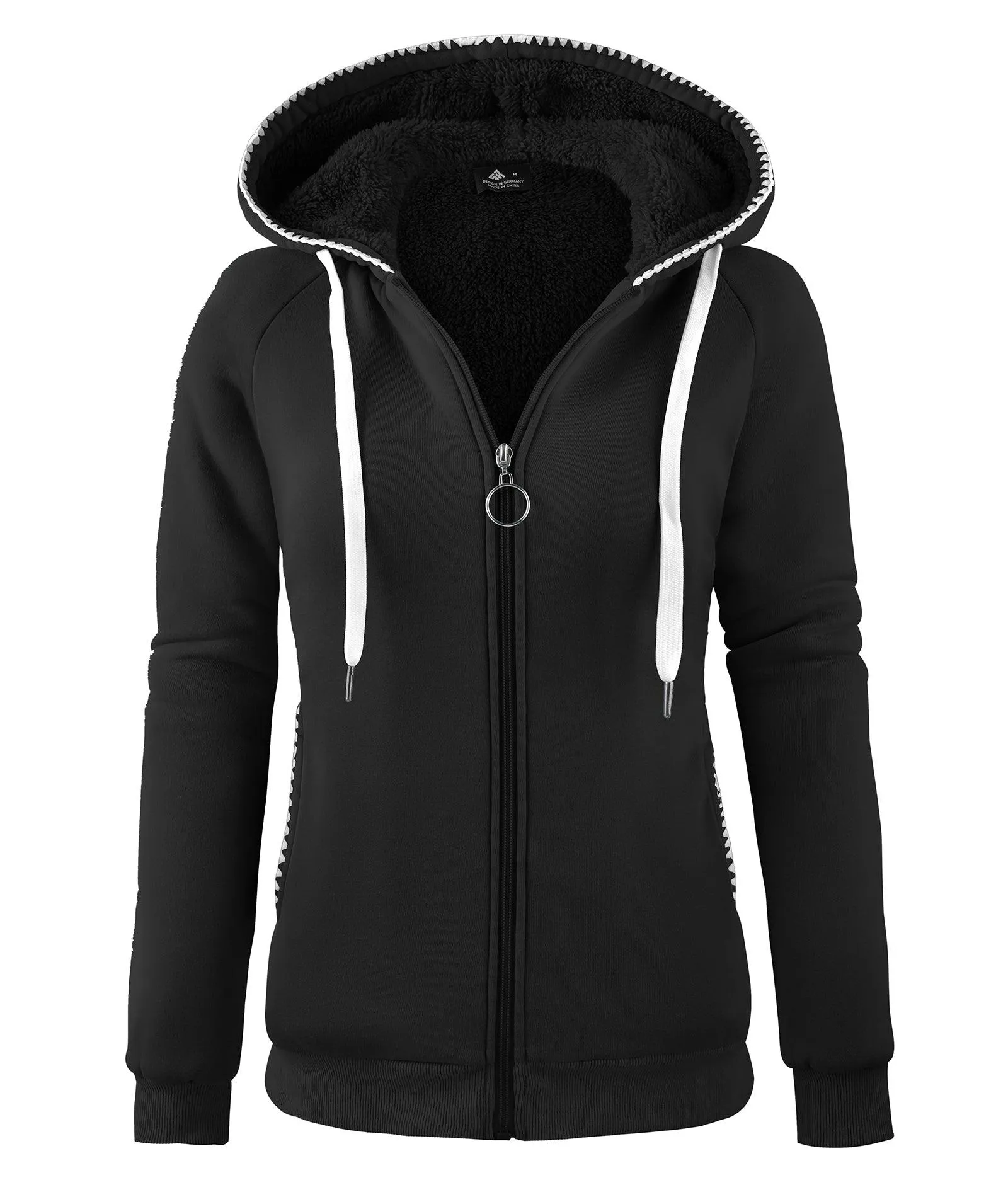 Women's Full Zipper Fleece Liner Sports Hoodie-ZPK005434