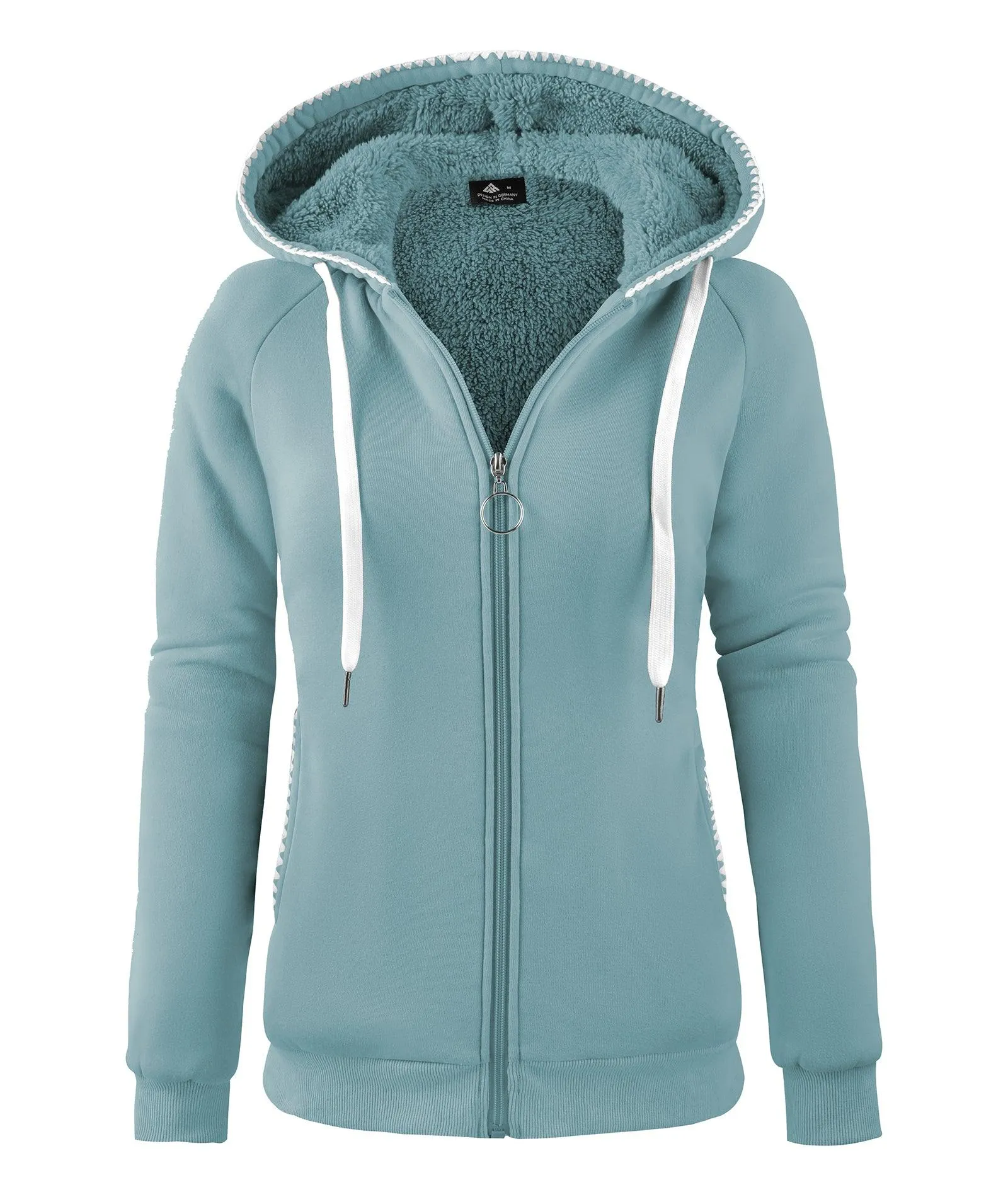 Women's Full Zipper Fleece Liner Sports Hoodie-ZPK005434