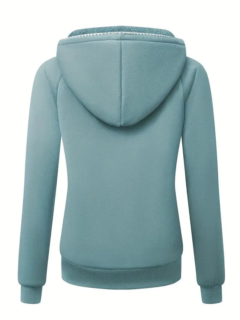 Women's Full Zipper Fleece Liner Sports Hoodie-ZPK005434