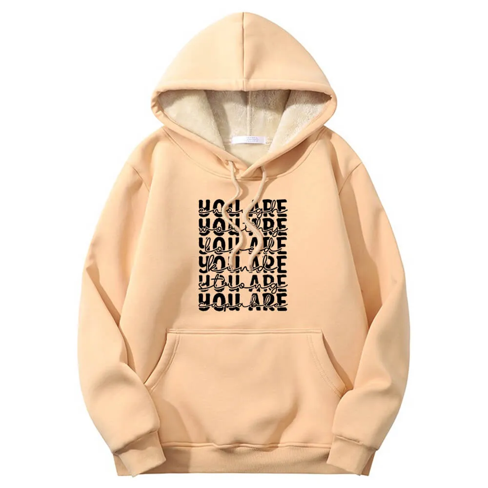 You Are Worthy And Loved Crew Collar Fleece Sherpa Hoodie