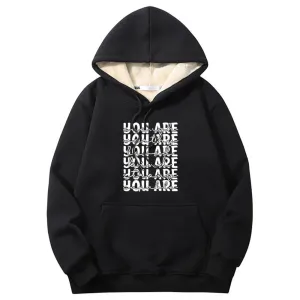 You Are Worthy And Loved Crew Collar Fleece Sherpa Hoodie